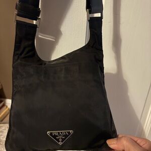 Vintage Prada Black Nylon Shoulder Messenger Bag